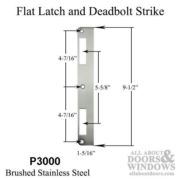 P3000 Active Latch and Deadbolt, Flat Strike Plate