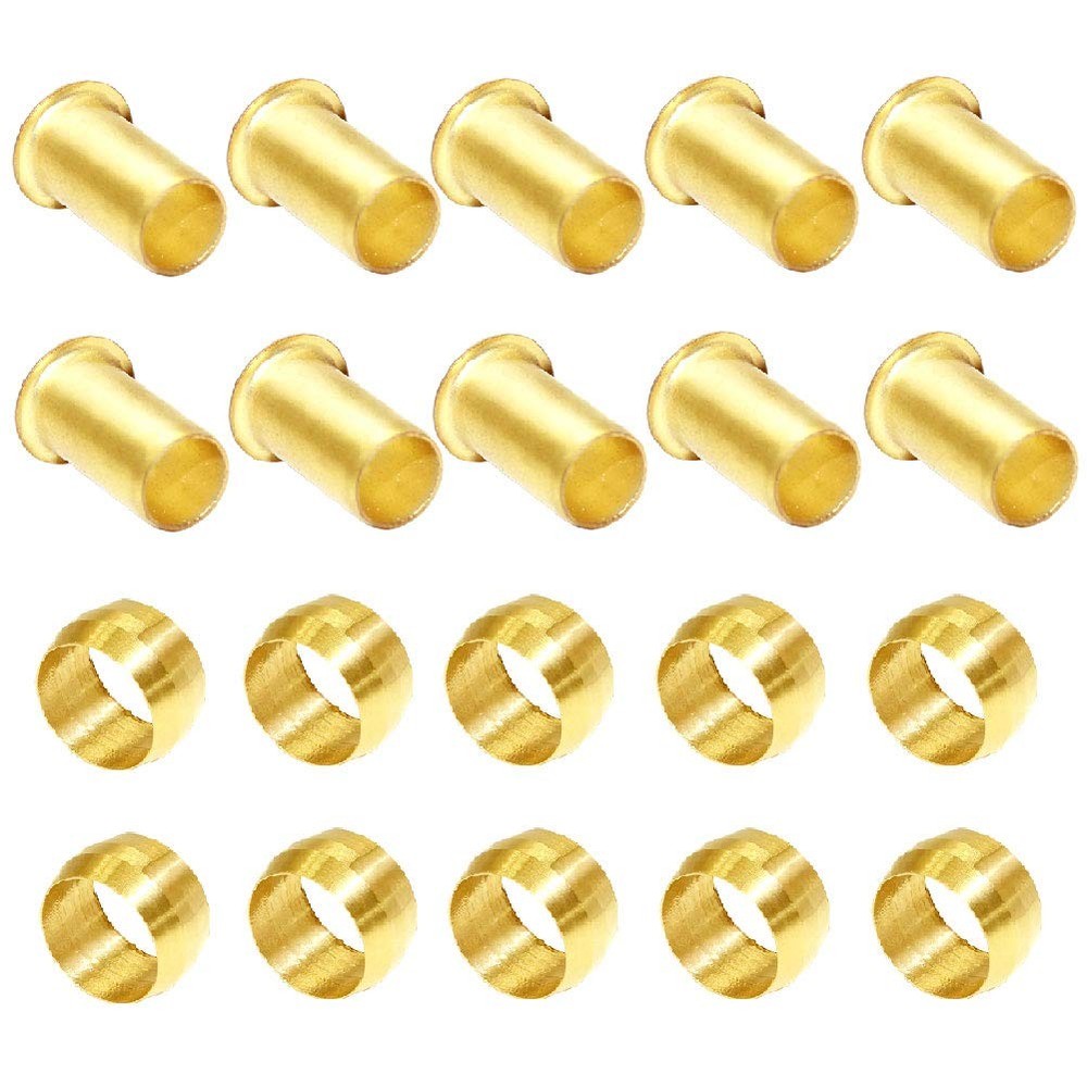 20 PCS Brass Compression Fitting 6mm OD 5mm ID Sleeve Ferrules Insert Tube