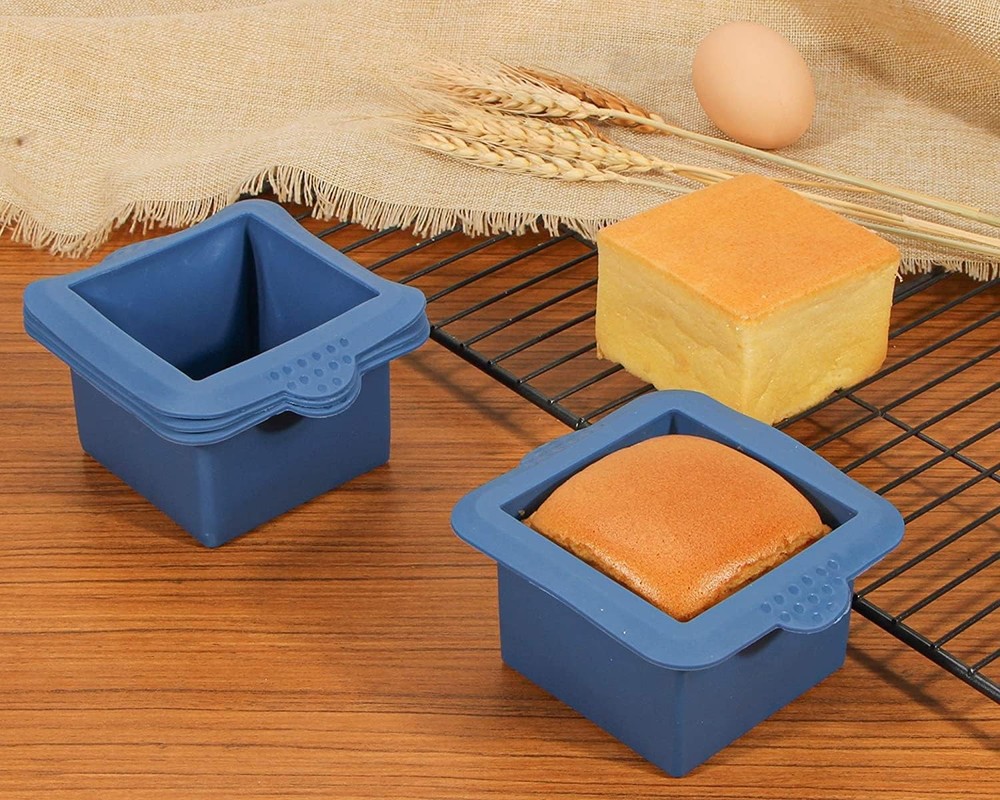Webake Silicone Square Mold 3x3 Inch Mini Cake Pan for Square, Blue