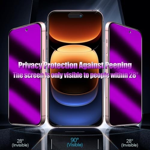 [2 Pack Privacy Screen Protector for iPhone 16, Anti-Blue Light Temered