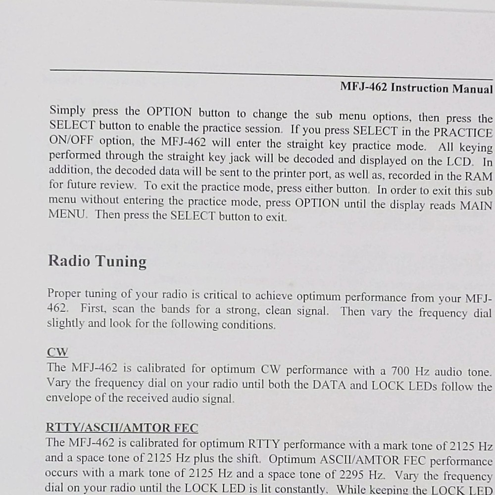 MFJ-462 Multi-Reader Instruction Manual, Original MFJ Manual