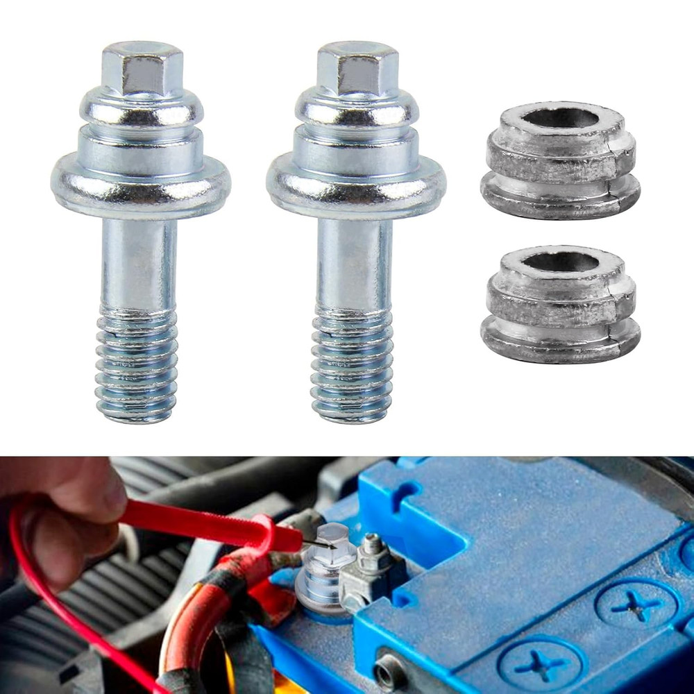 2Pcs Side Post Battery Terminal Bolts, 3/8" Standard Battery Post Extender Stud