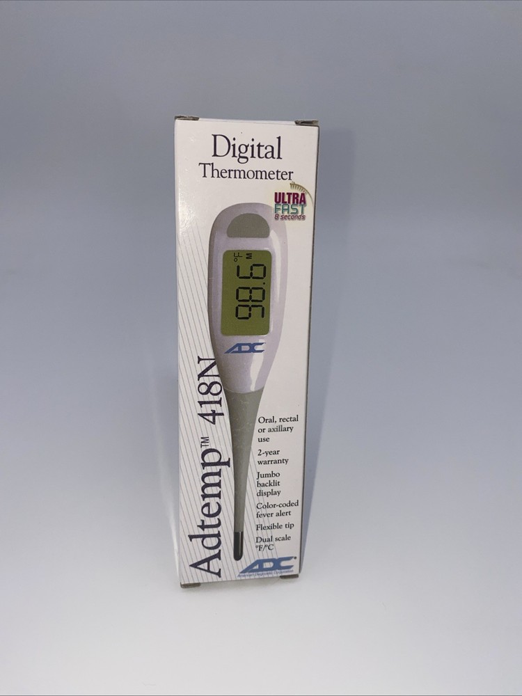New Adtemp 418N Flex Tip Oral & Rectal Digital Thermometer LCD 8 Second Reading