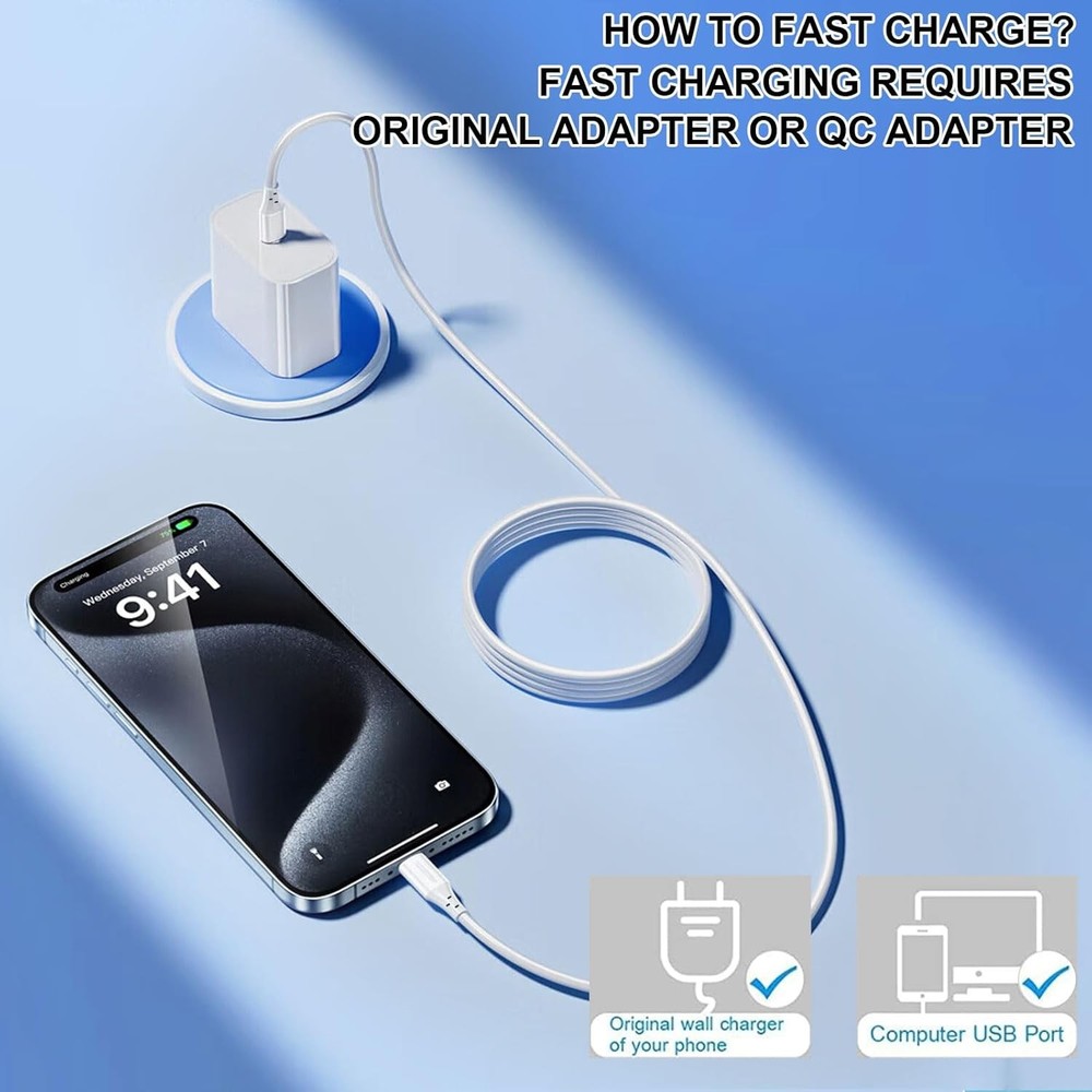 4 Pack Charging Cable 60W 3.1FT(2 USB to C and 2 White