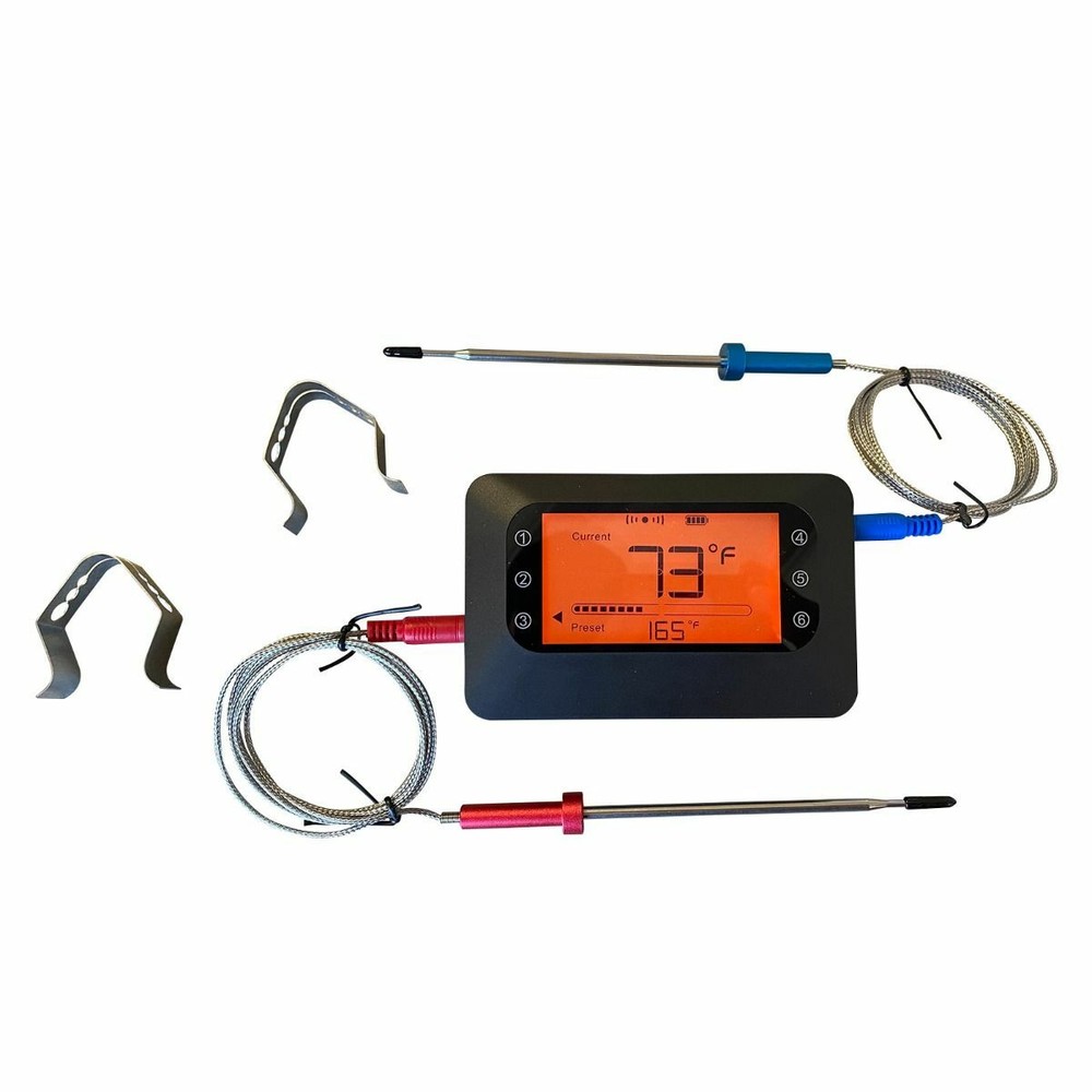 6 Probe Wi-fi Digital Long Range BBQ Thermometer W/ B-tooth (INCLUDES 2 Probes)
