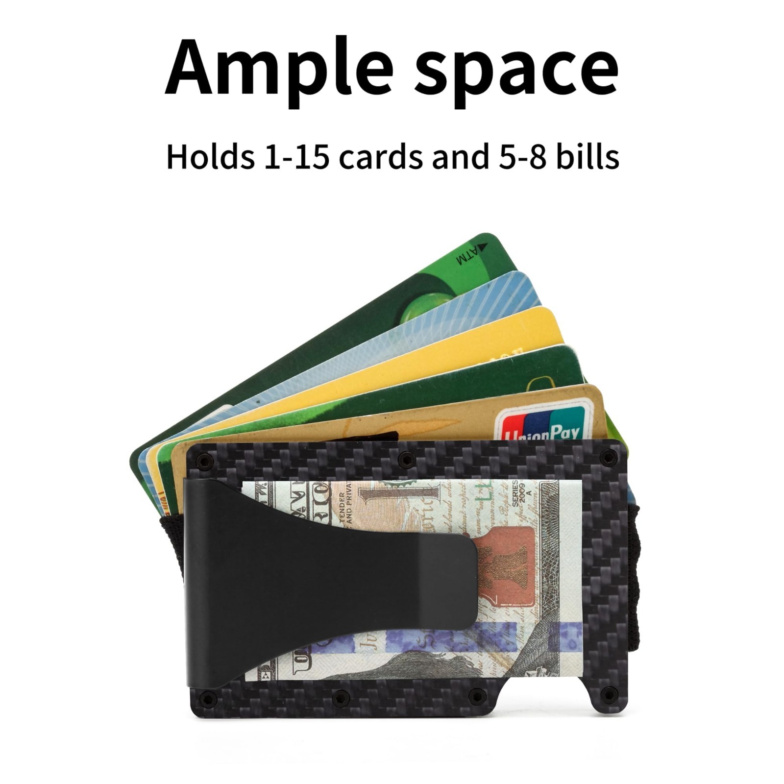 Men's RFID Blocking Slim Wallet Carbon Fiber Money Clip Holder