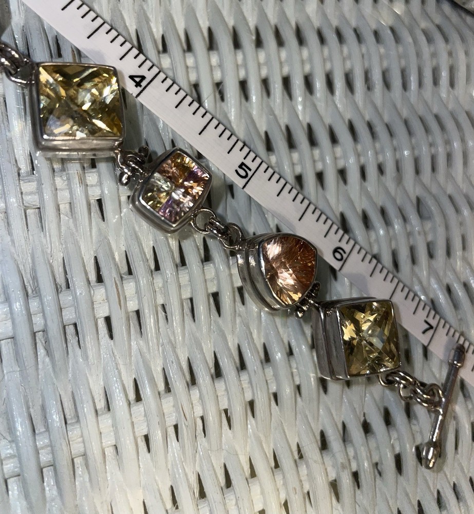 Sarda Multi Quartz Sterling Silver Toggle Bracelet 7.25"