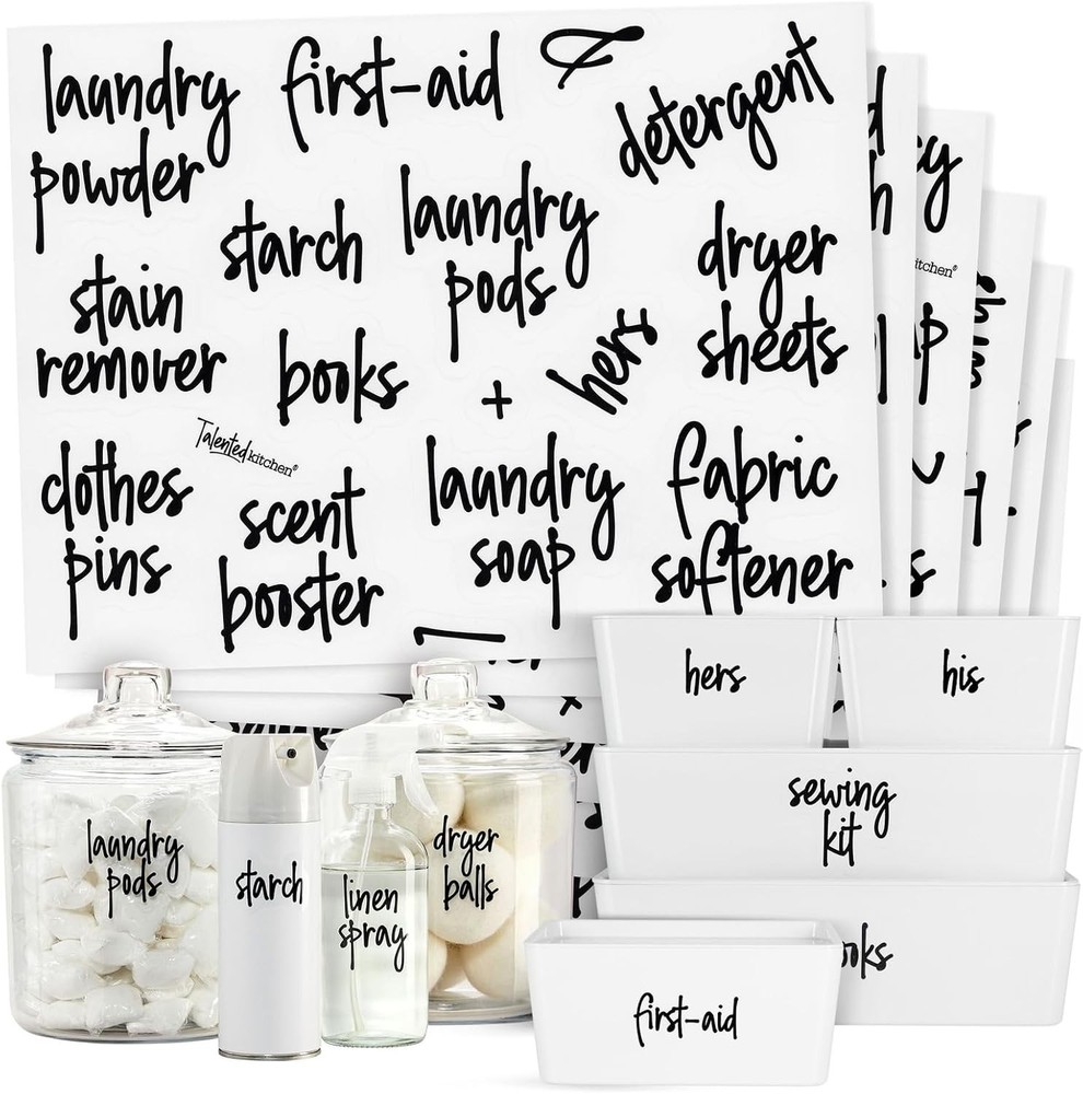 Talented Kitchen Laundry Labels for Jars & Containers - 141 Varies, White