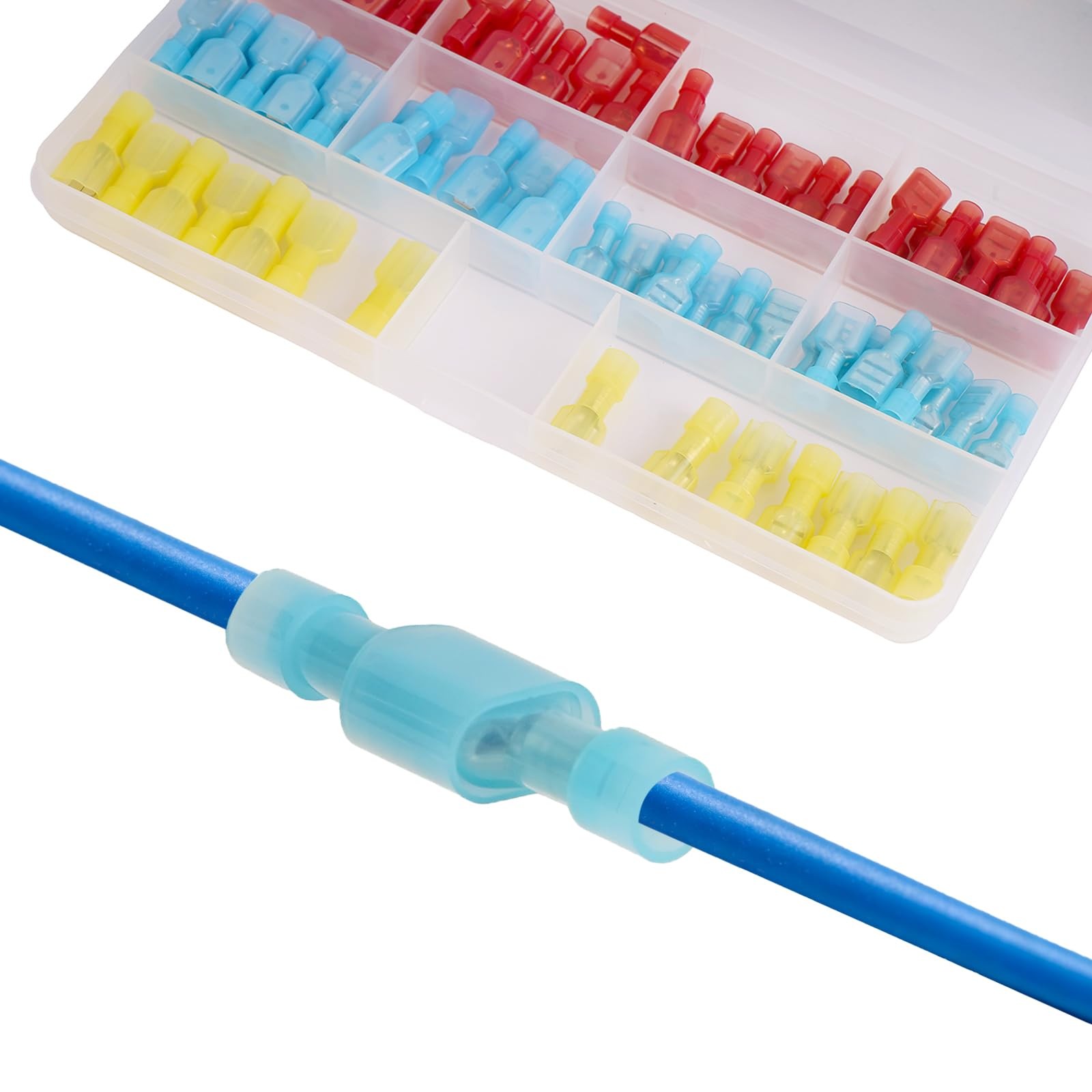 100 PCS Spade Connector Kit, Male and Female Quick Disconnect Wire Connectors...