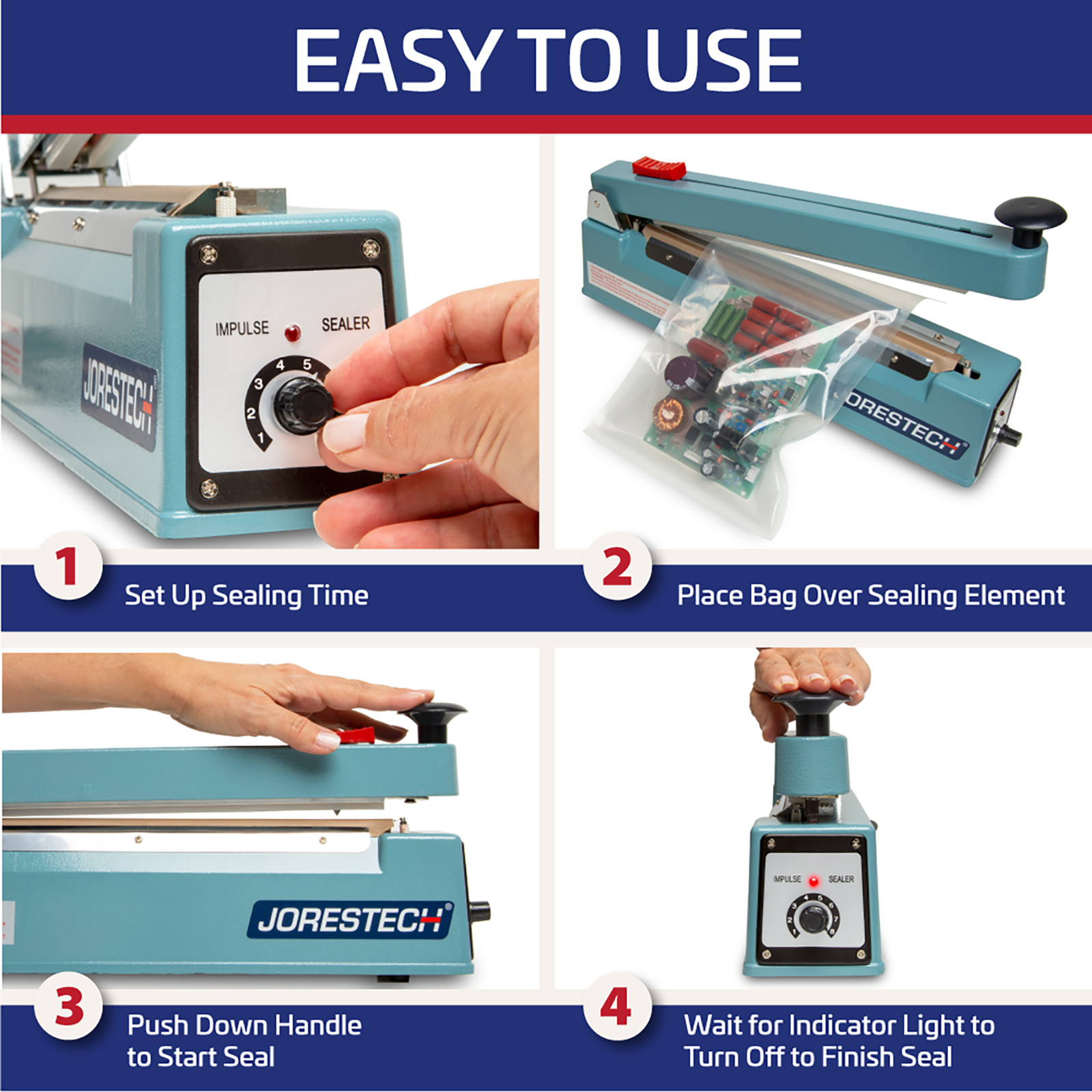 8" Tabletop Impulse Poly Tubing Sealer with Cutter Jorestech
