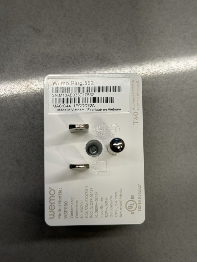 Belkin Wemo Mini WiFi Smart Plug (Model WSP080)