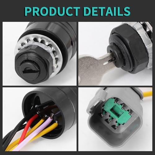 Ignition Switch 129572 with Keys 3-Position 6-Wire Connectors Compatible with