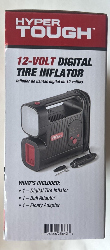 Hyper Tough 12V Digital Tire Inflator Auto Shut-off LED Work Light Programmable