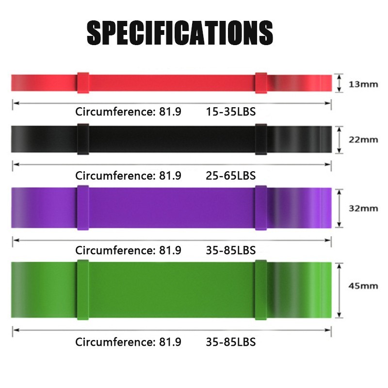 4 PACK Heavy Duty Resistance Bands Pull Up Assist Band Exercise Fitness Strength