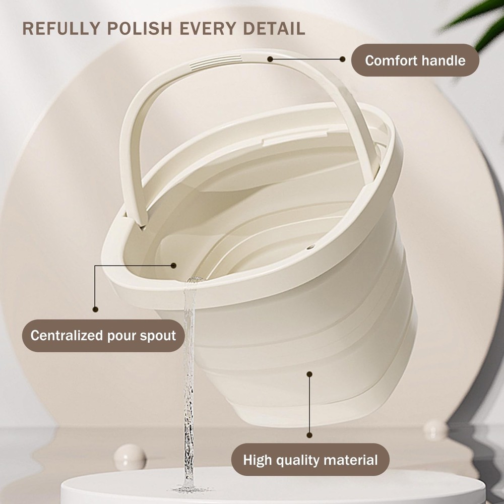 2-Pack Collapsible Buckets (2.6 Gallon/10L) - Foldable Rectangular Design wit...