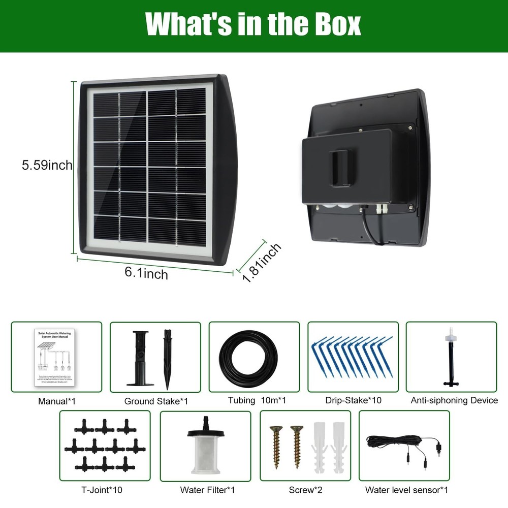 Solar Automatic Watering Device for 10 Pots, 6 Timing Modes