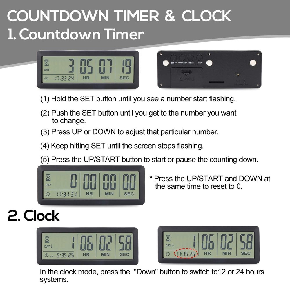 Digital Countdown Timer Upgraded Big 999 Days Count Down Clock for Events