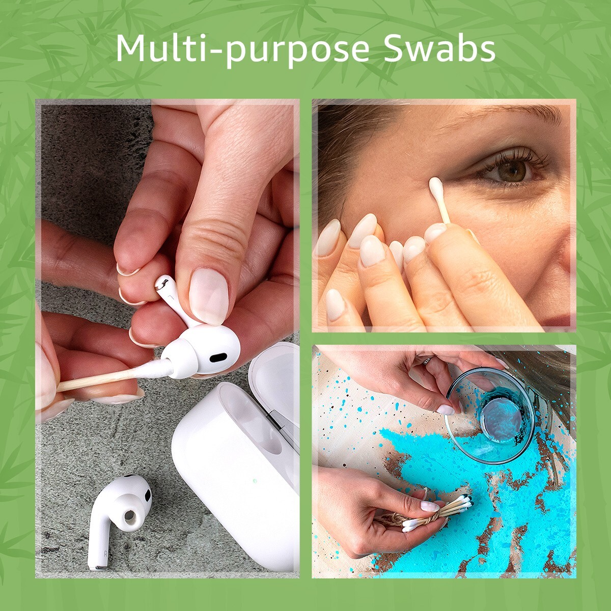 Ibambo Bamboo Cotton Swabs - 500 Pack, for Beauty & Personal Care