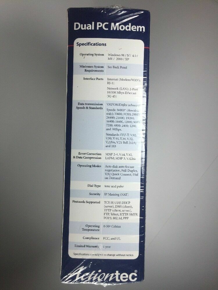 ActionTec Dual PC Modem Model GS002AN-01