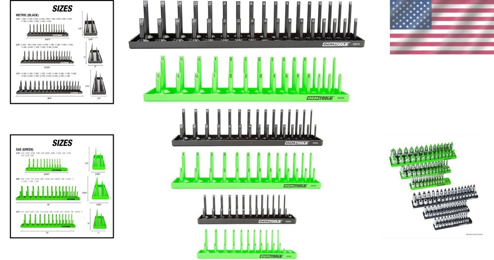 ABS Plastic Socket Tray Set, 1/4", 3/8", 1/2" Drives