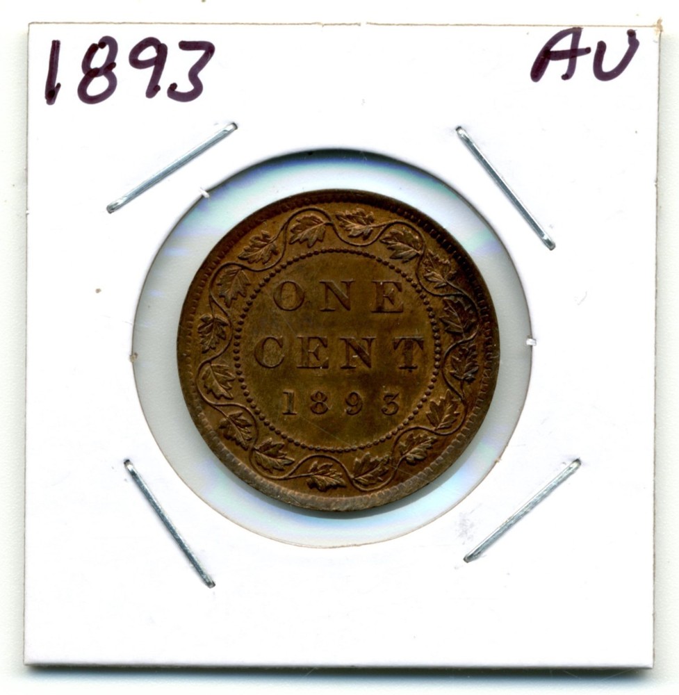 Canada. Large Cent. 1893 About Uncirculated subdued Red
