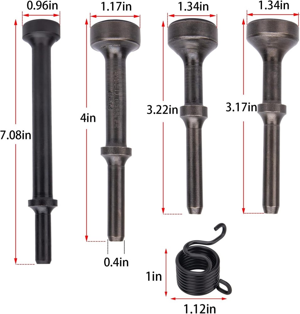 5-Pc Smoothing Air Hammer Bit Set, Extended Pneumatic Chisel Attachments Kit