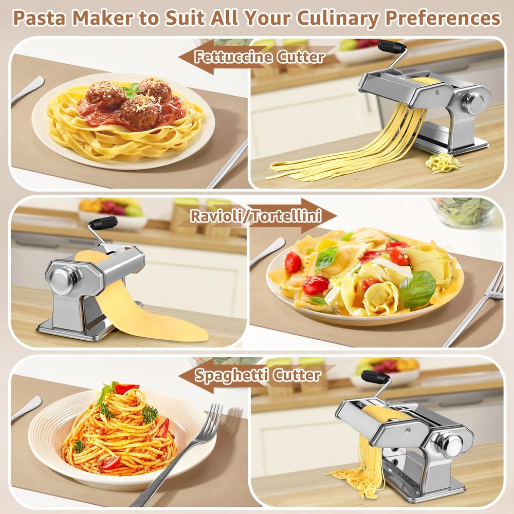 Pasta Maker Stainless Steel 7 Thickness Roller