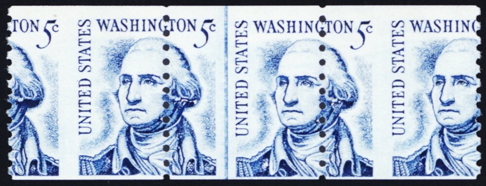 1304c, MNH 5¢ Misperfed Line Coil Strip Error ** Stuart Katz