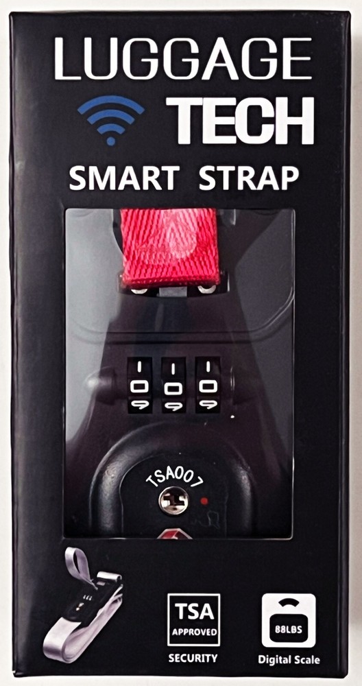 LUGGAGE TECH red polyester webbing SMART STRAP tsa approved lock DIGITAL SCALE