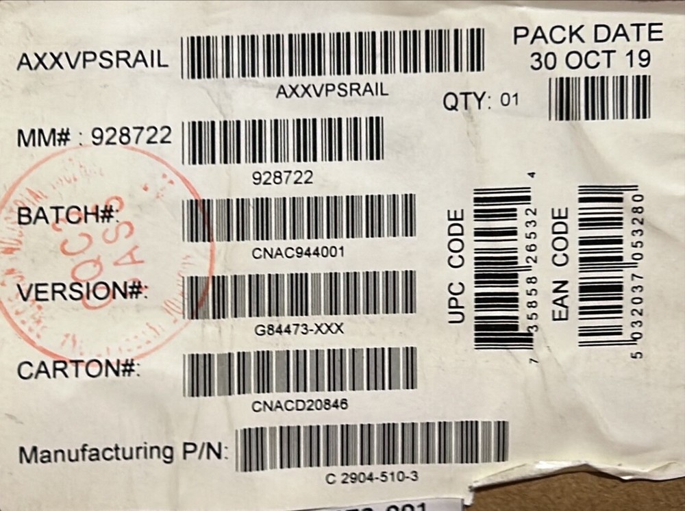 Intel AXXVPSRAIL Value Plus Short Rail NEW DAMAGED BOX