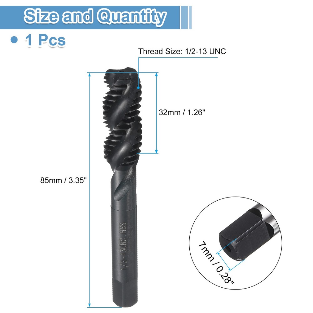 Spiral Flute Thread Taps 1/2-13 UNC H2 Machine Threading Tap Bit,Nitrided Coated