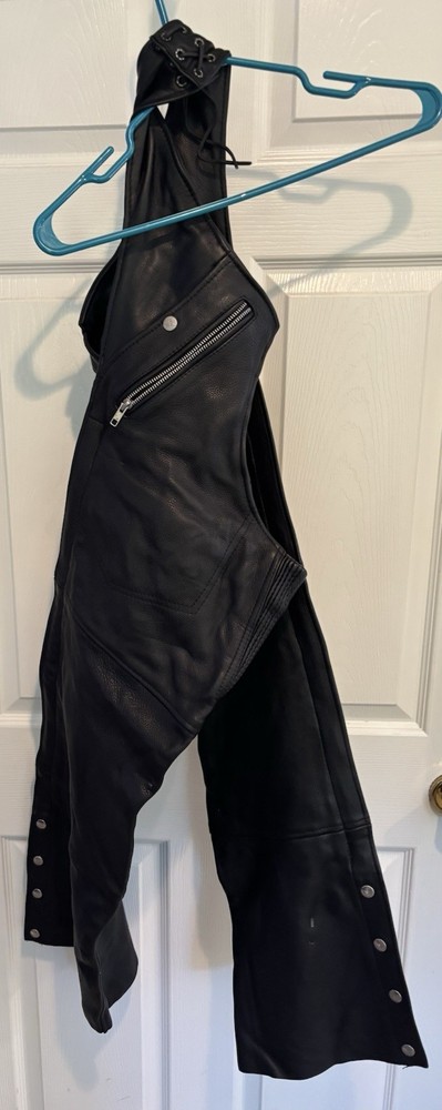 Renegade Classic Leather Motorcycle Chaps-Medium