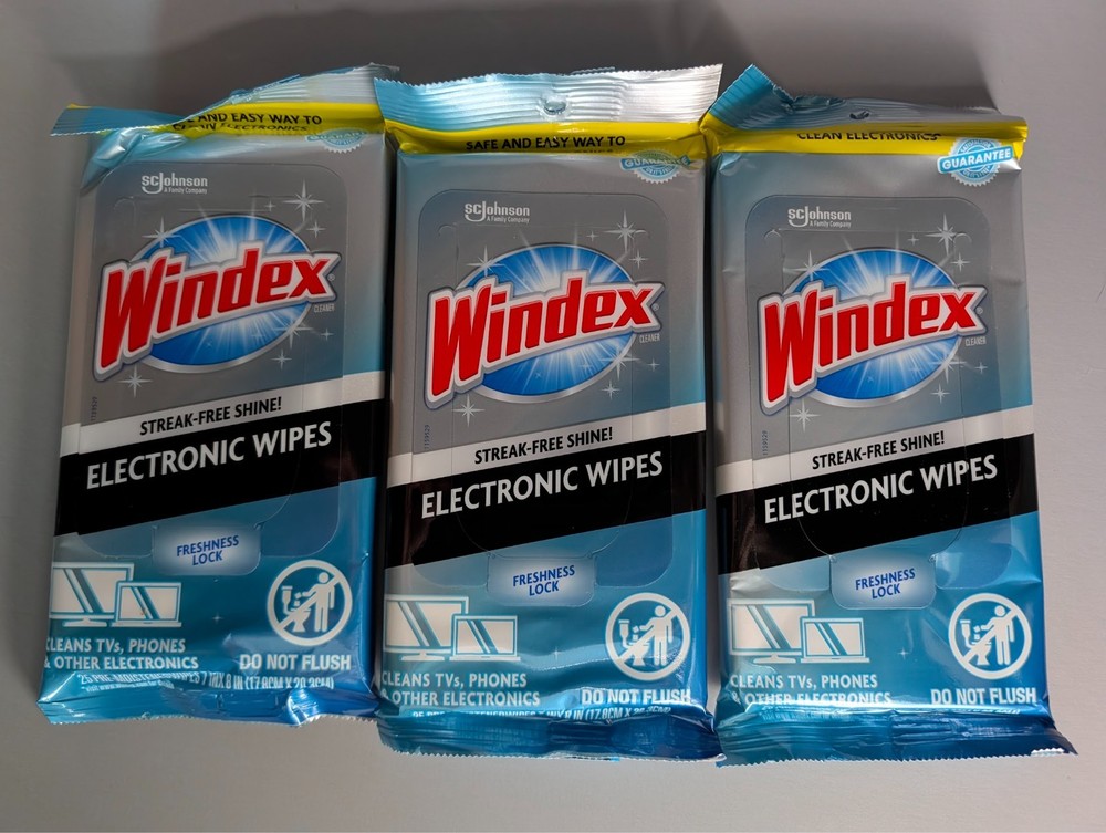 Windex Electronics Cleaner Wipes 25 Count 3-Pack Bundle 75 Wipes Total New