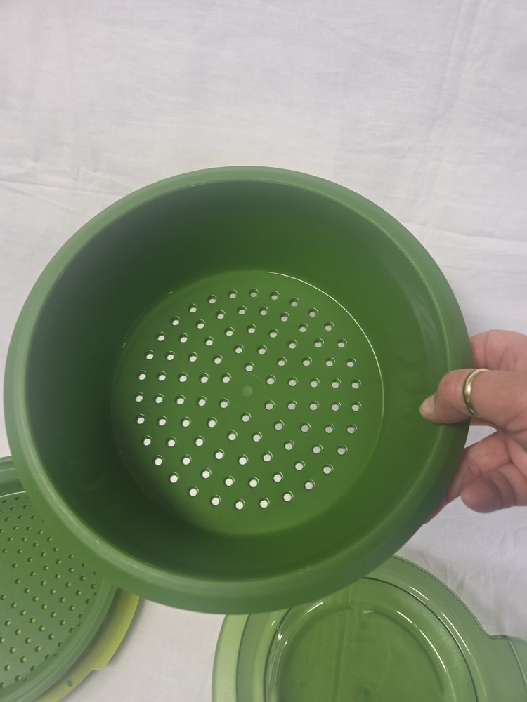 Tupperware Smart Steamer 4 Piece Set Green Microwave Steaming System