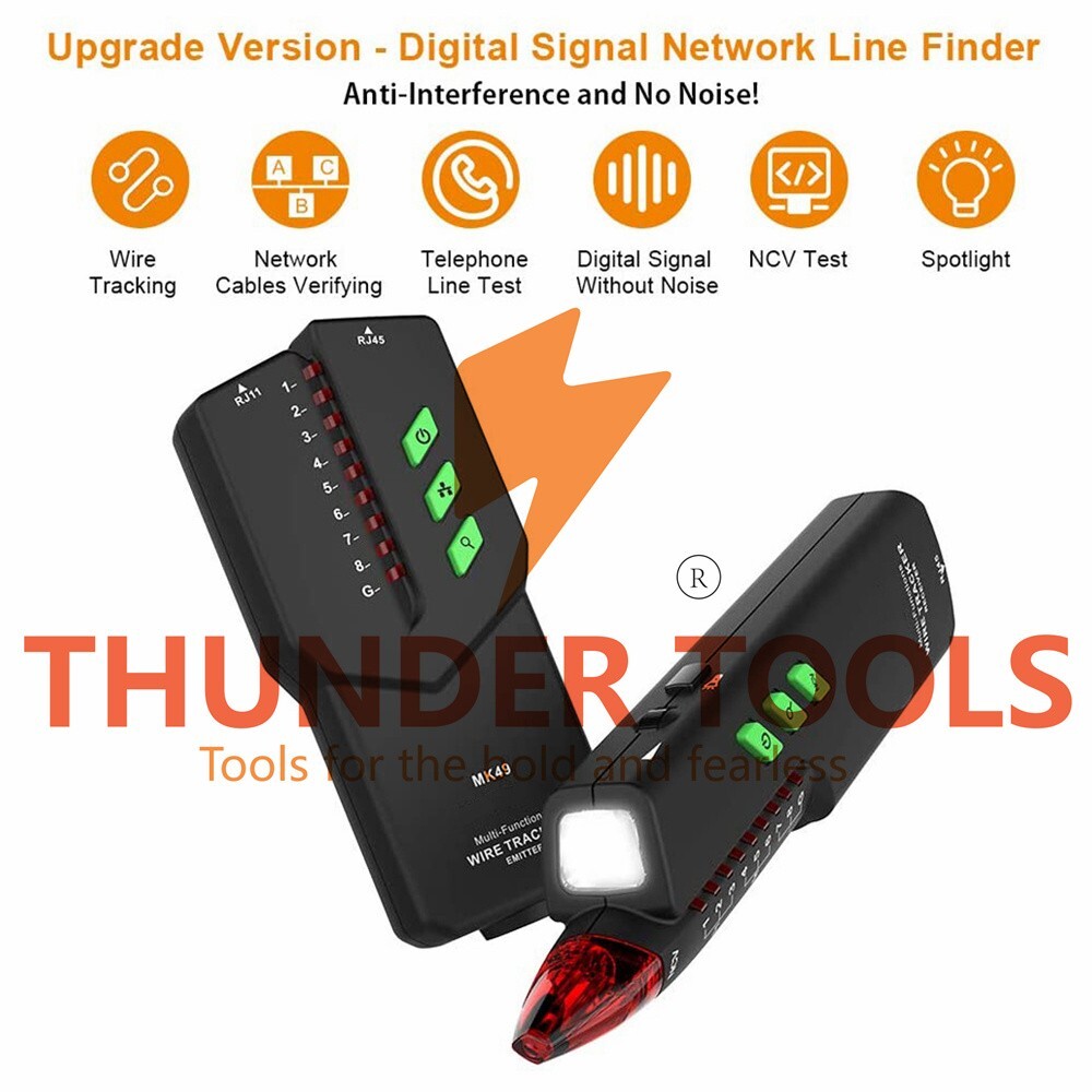 Thunder Tools Meterk Network Cable Tester RJ11 RJ45 Wire Tracker Line