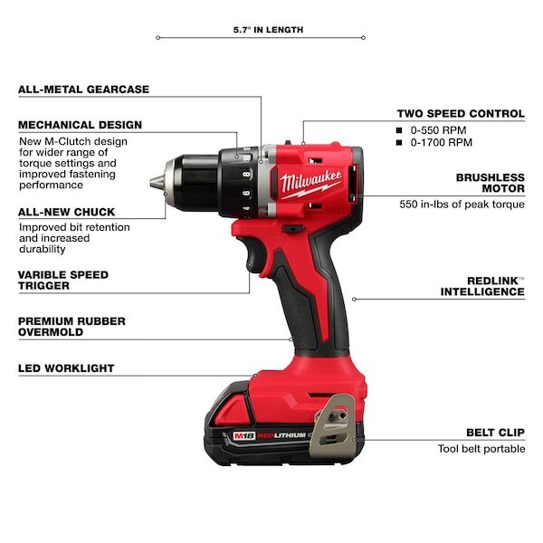 Milwaukee Tool 3692-22Ct M18 Compact Brushless 2-Tool Combo Kit