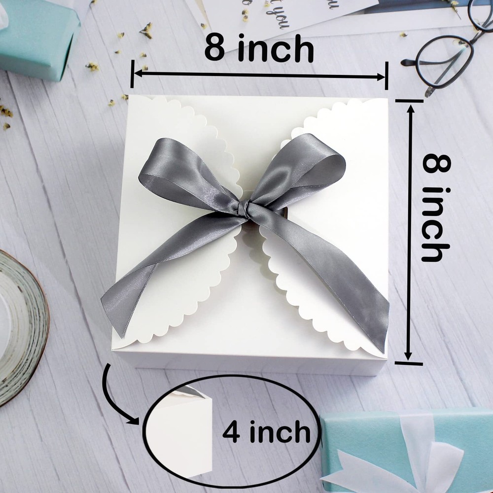 Large White Gift Box 10 Pack Decorative Gift Boxes with Ribbons for Presents ...