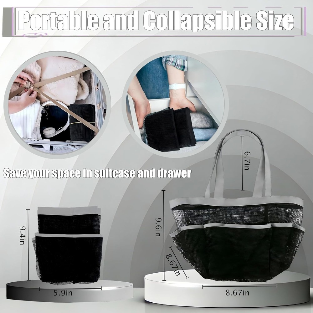 2 Pack Mesh Shower Caddy - Portable Quick Drying Bag for Dorm Room Essentials