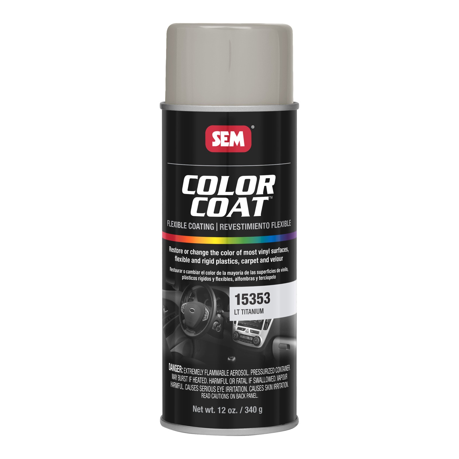 SEM 15353 Color Coat Light Titanium Spray Paint Aerosol Can 12 oz.