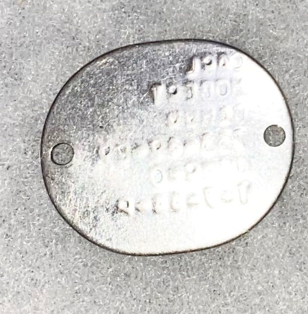 WWII USNR Carl Dahmn T-44 Single Dog Tag