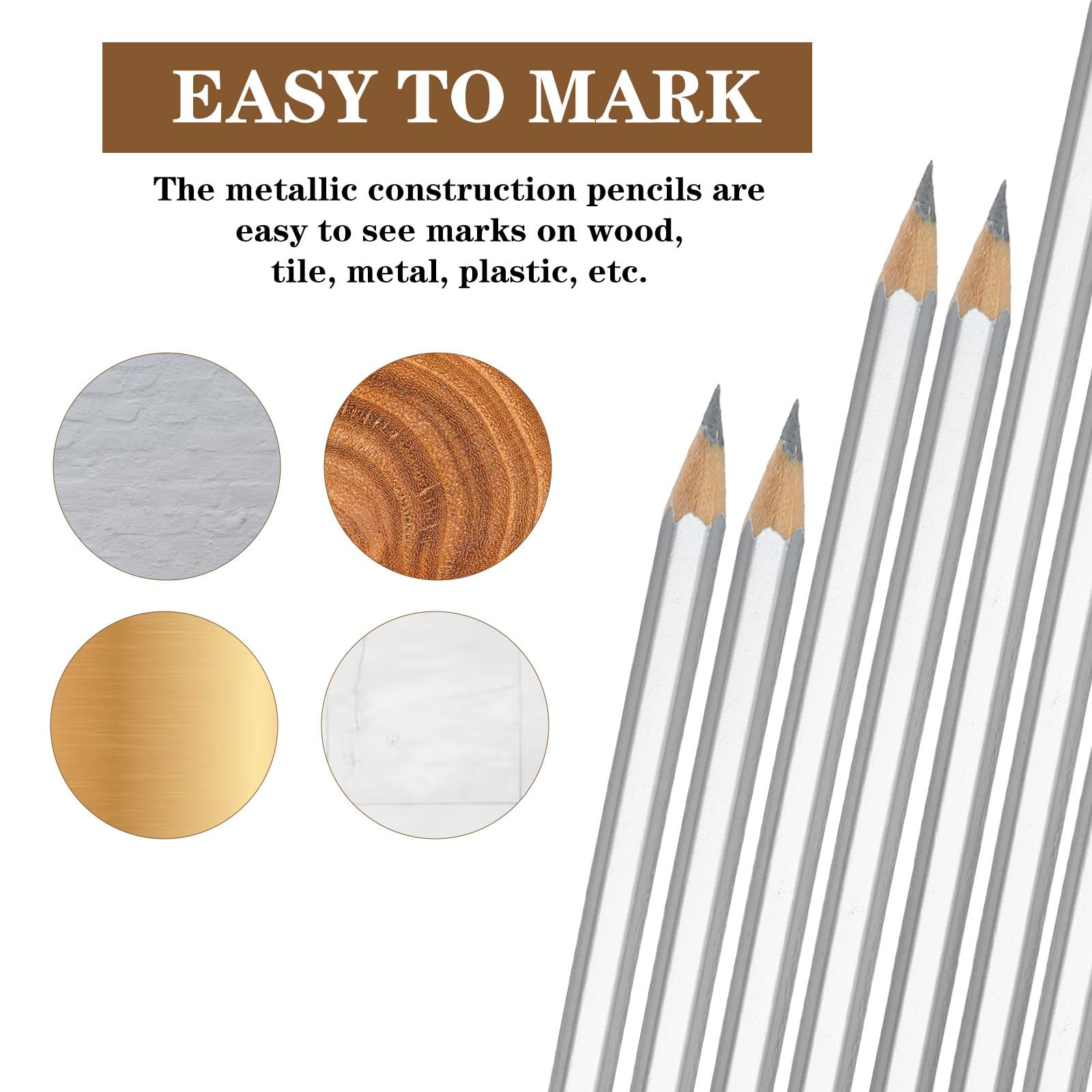 24 Pack Silver Streak Welders Pencil Metallic Marking Pencil Metal Pencils Fo...