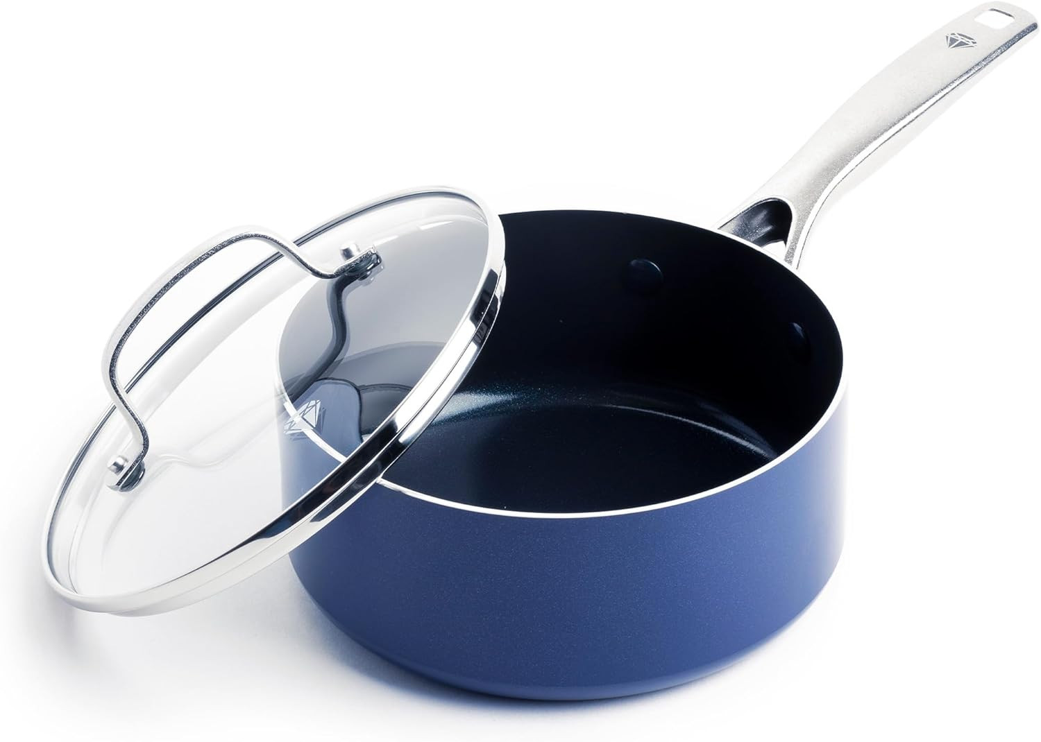 Nonstick 2QT Saucepan with Lid, Non Toxic Pfas-Free Diamond Ceramic, Dishwasher