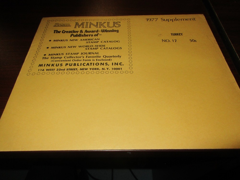 "MINKUS" 1977  SUPPLEMEMENT TURKEY #17       W/FREE SHP.
