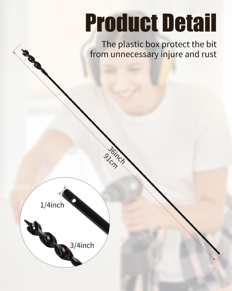 Flexible Installer Drill Bit for Wire Pulling, 36 Inch Extra Long Drill Bit, ...