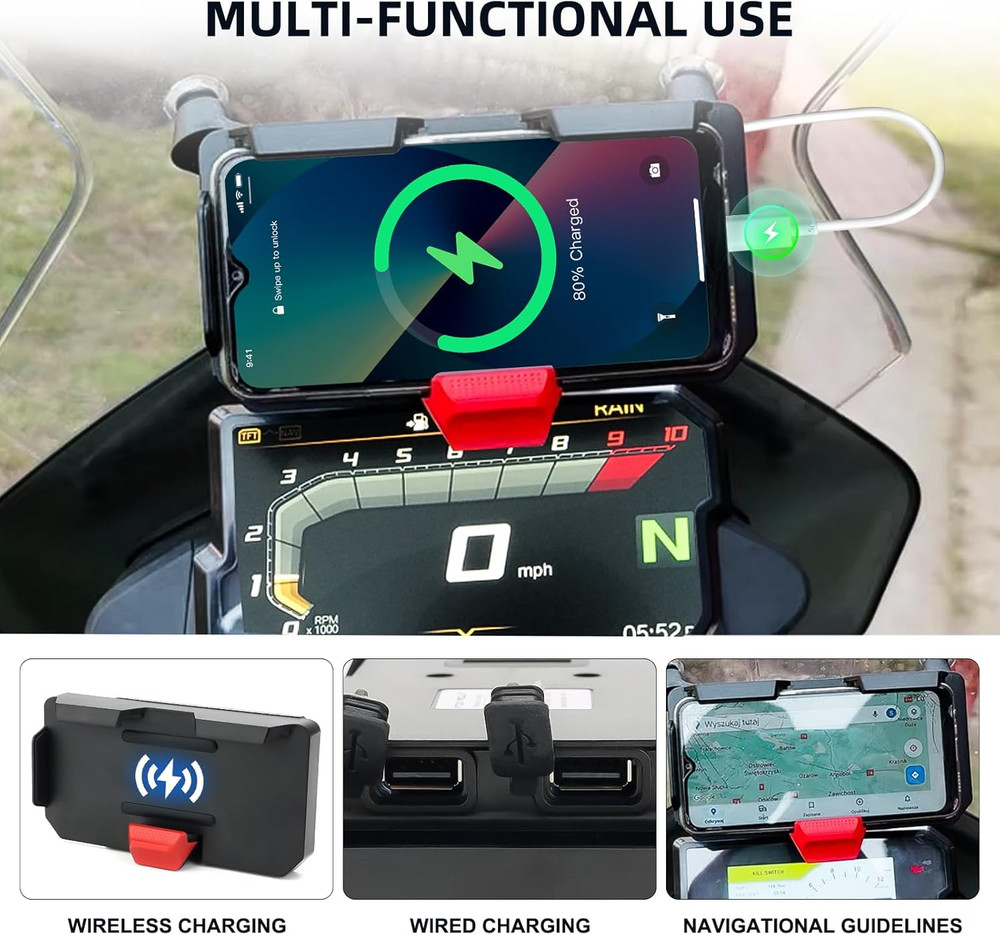 GPS Mobile Phone Motorcycle Navigation Bracket Wireless Charging Support With...