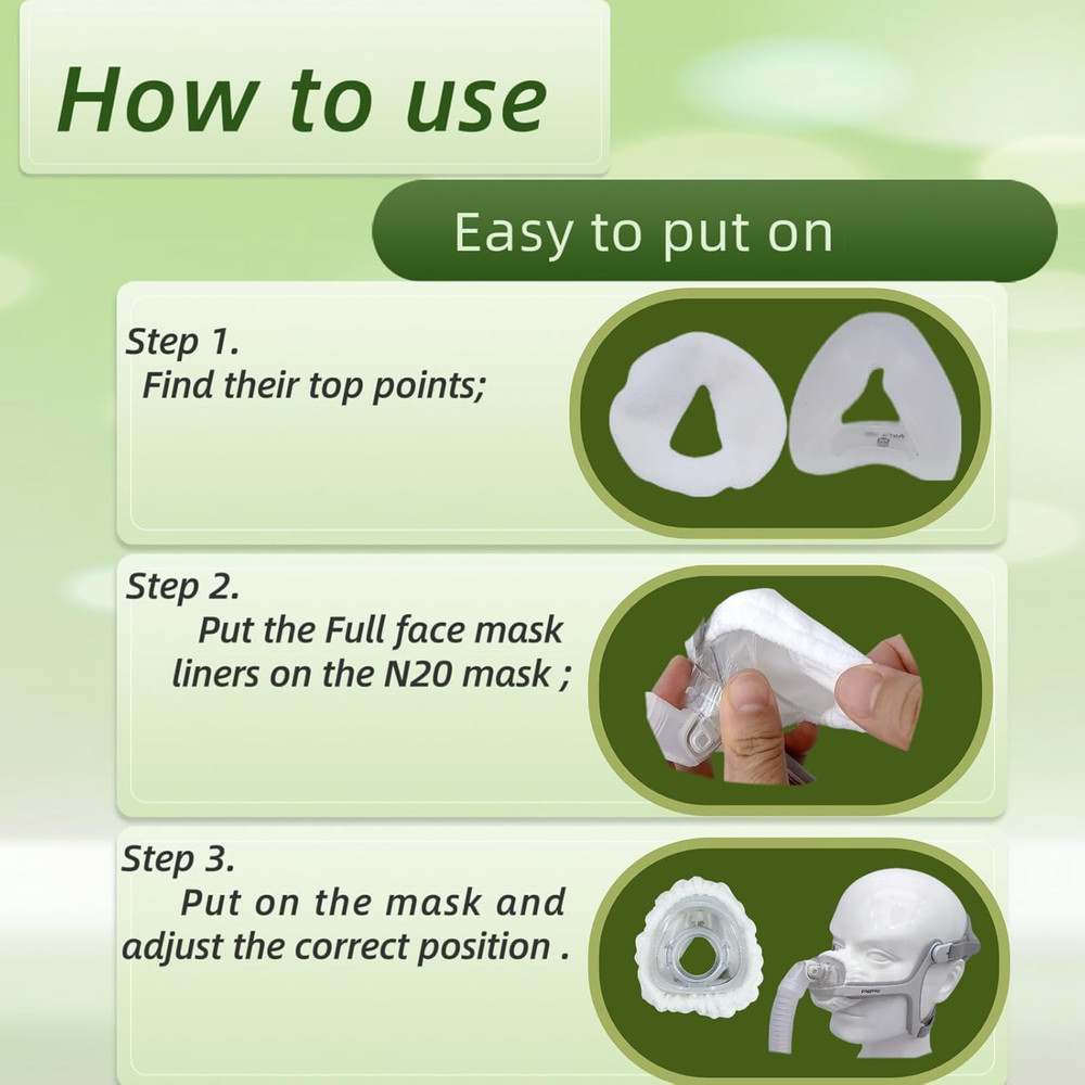 4 Pack Nasal CPAP Mask Liners One Size Compatible with All Medium, White