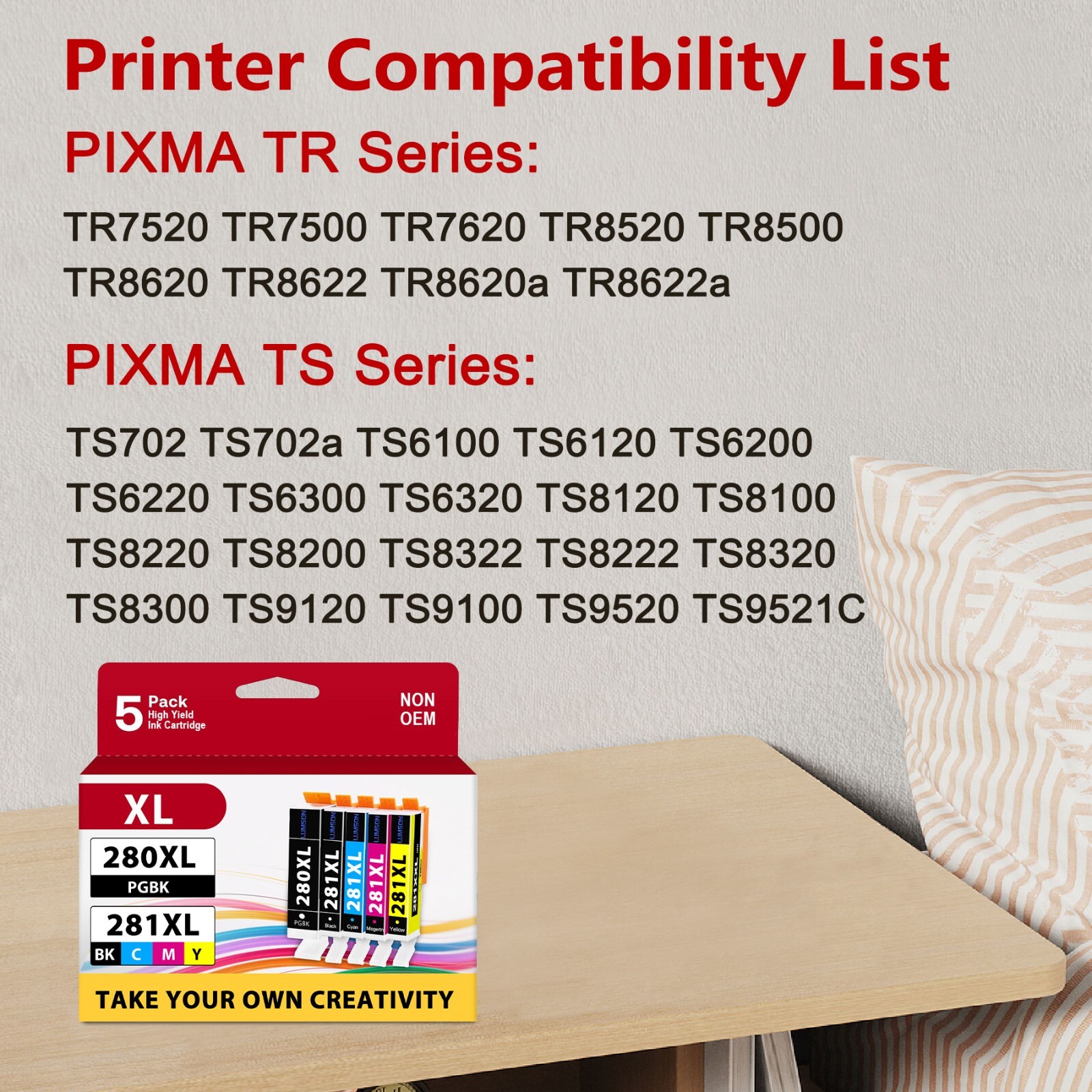 PGI-280XL/CLI-281XL Ink for Canon PIXMA TS6220 TS6300 TR8620 TR8622 TR8622a