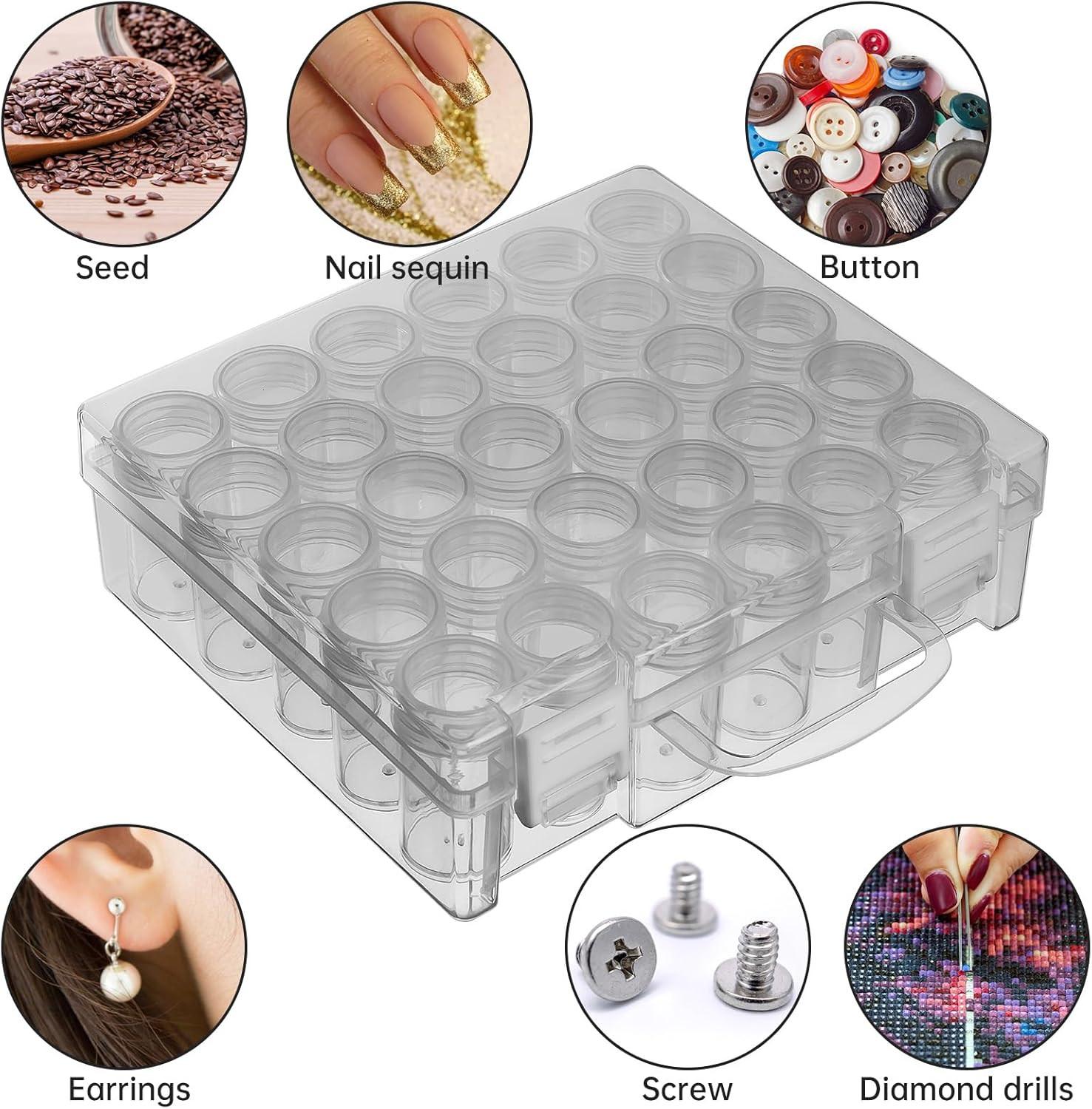 Bead Organizer, Bead Containers, 30 Grids Diamond Painting Storage Containers...
