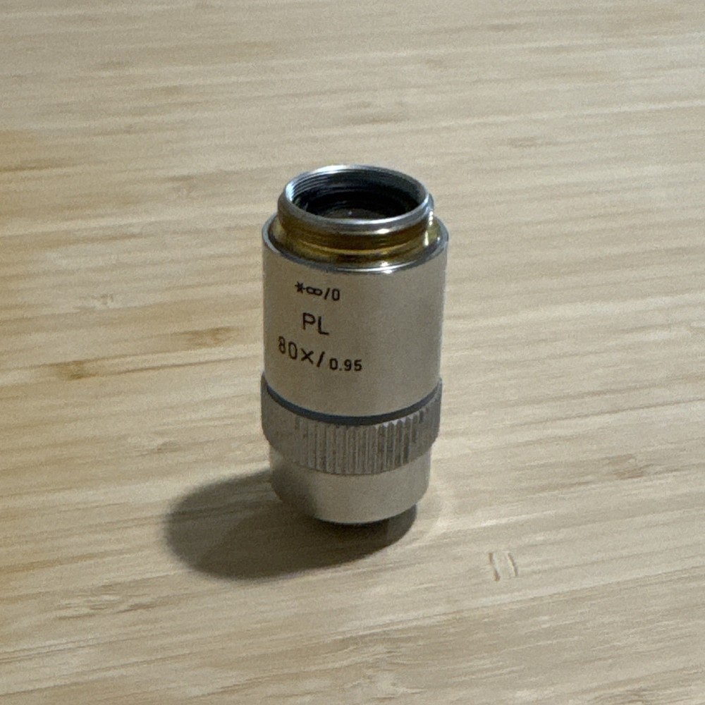 Leitz Wetzlar, PL 80x / 0.95 Infinity Microscope Objective Lens Made in Germany