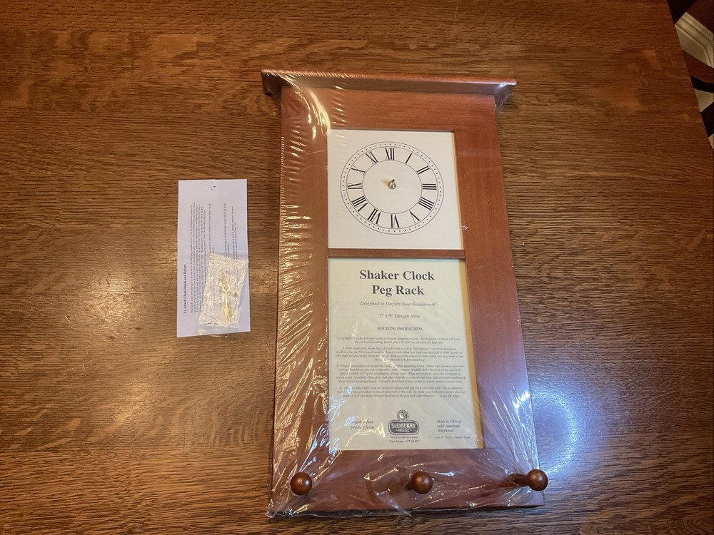 VTG SUDBERRY HOUSE SHAKER CLOCK PEG RACK DISPLAY NEEDLEWORK